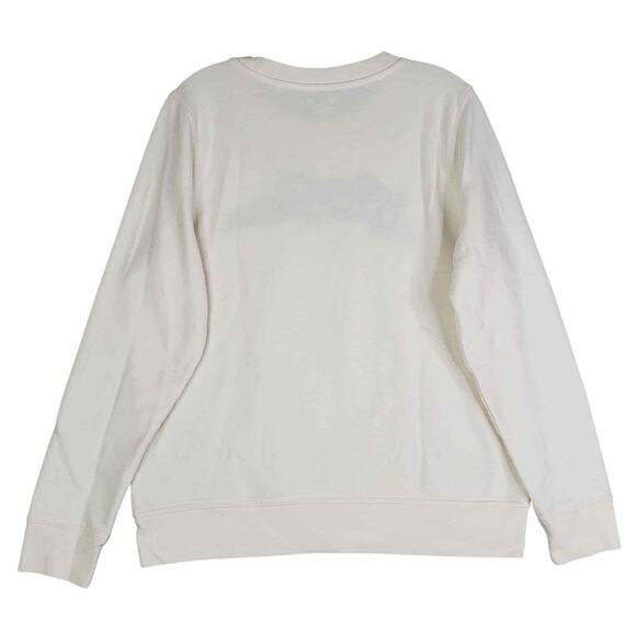 LL Bean Crewneck Pullover Crewneck Sweatshirt Size Medium M Off White Logo - Picture 3 of 8